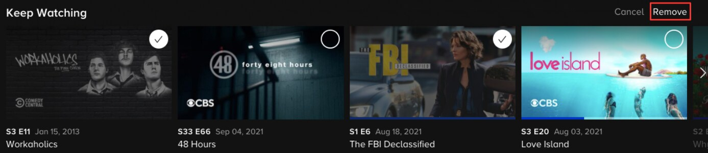 Remove Shows from Continue Watching on Paramount Plus