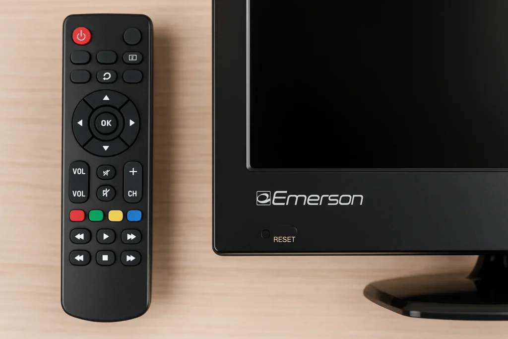 Where is the factory reset button on emerson tv